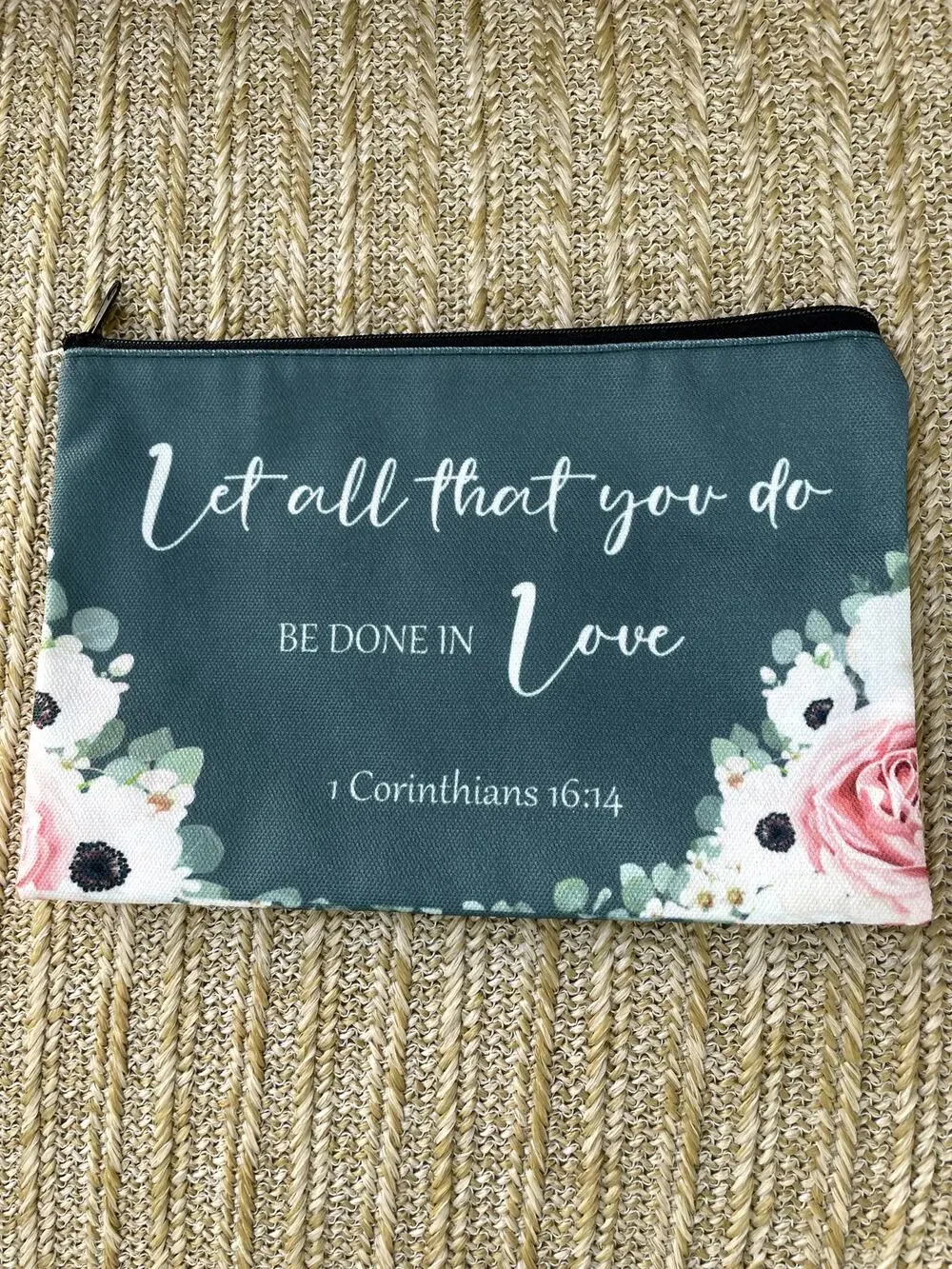 Cosmetic Zipper Bag with Bible Verse 1 Corinthians 16:14